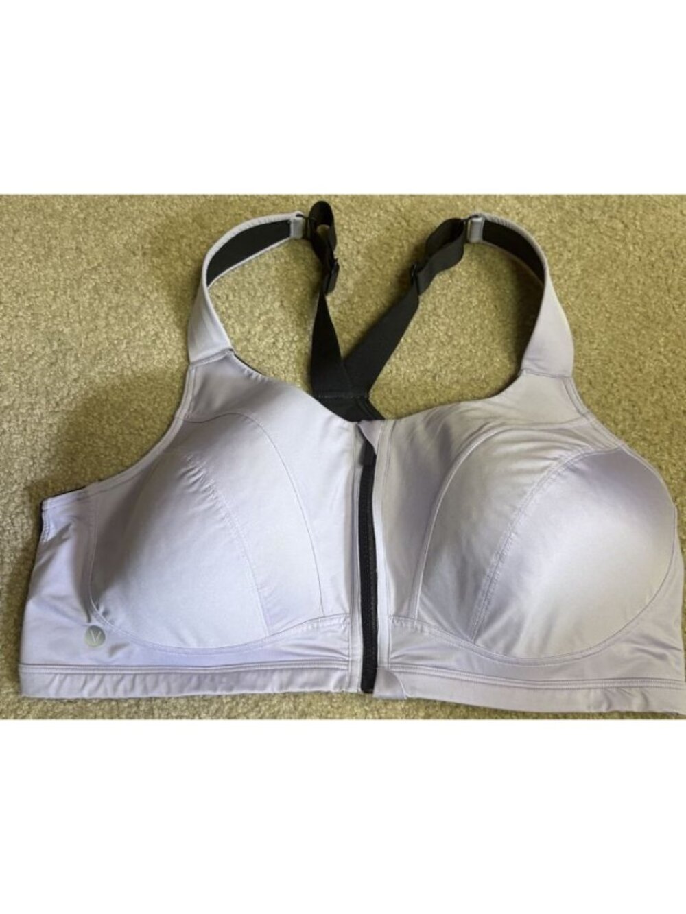 LIVI Lane Bryant Sports Bra Womens 44DD Lilac BlackZip Front Underwire Racerback